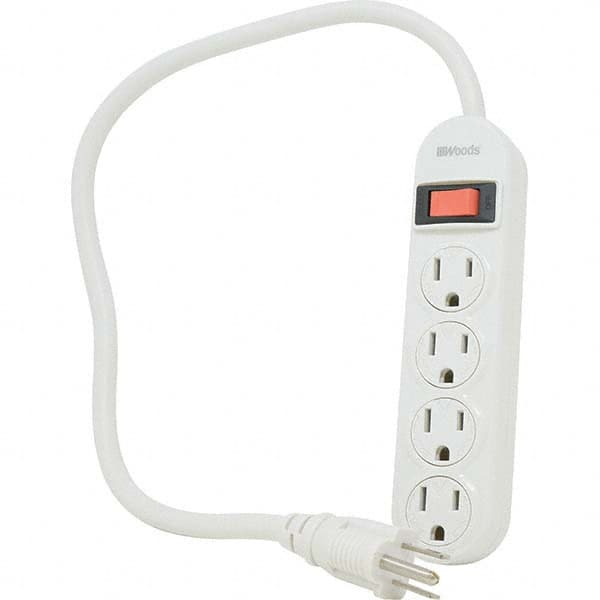 Power Outlet Strips, Amperage: 15 A, Amperage: 15 A, Voltage: 120 V, Protection Type: Standard, Number of Outlets: 4, Number Of Outlets: 4 MPN:41299