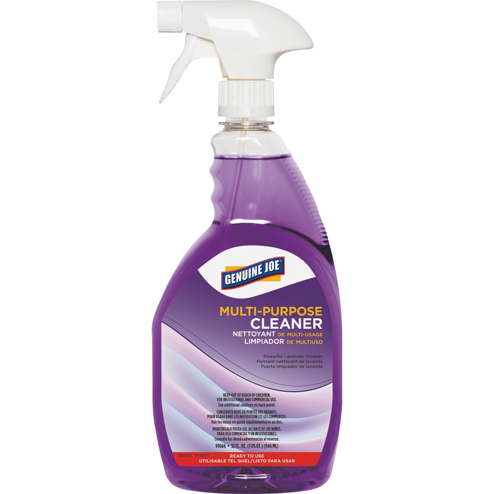 Genuine Joe Multi-purpose Cleaner - For Kitchen - Ready-To-Use - 32 fl oz (1 quart) - Lavender Scent - 1 Each - Deodorize, Long Lasting, Butyl-free, Phosphate-free - Purple (Min Order Qty 10) MPN:99666