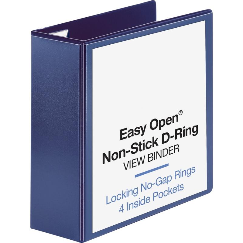 Business Source Easy-Open View 3-Ring Binder, 4in D-Rings, Navy (Min Order Qty 4) MPN:26977