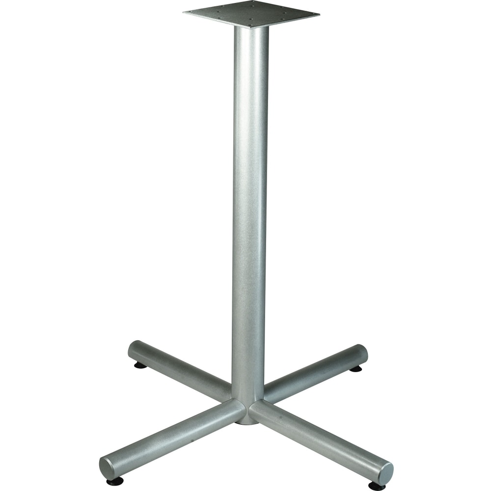 Lorell Hospitality 36in Bistro-Height Tabletop X-leg Base - Metallic Silver X-shaped Base - 40.75in Height x 32in Width - Assembly Required - 1 Each MPN:34431