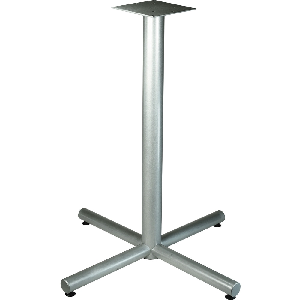 Lorell Hospitality 42in Bistro-Height Tabletop X-leg Base - Metallic Silver X-shaped Base - 40.75in Height x 36in Width - Assembly Required - 1 Each MPN:34432