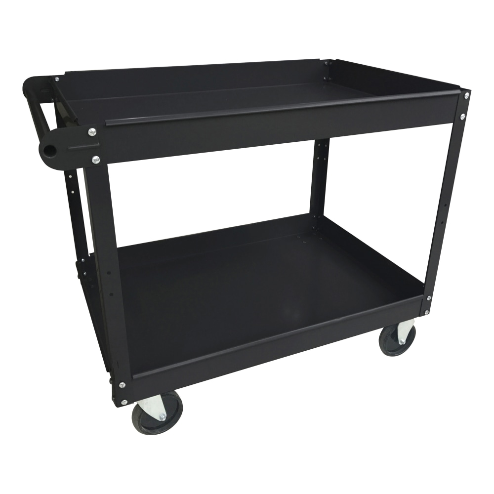 Lorell 2-Shelf Utility Cart, 16inW, Black MPN:LLR59689