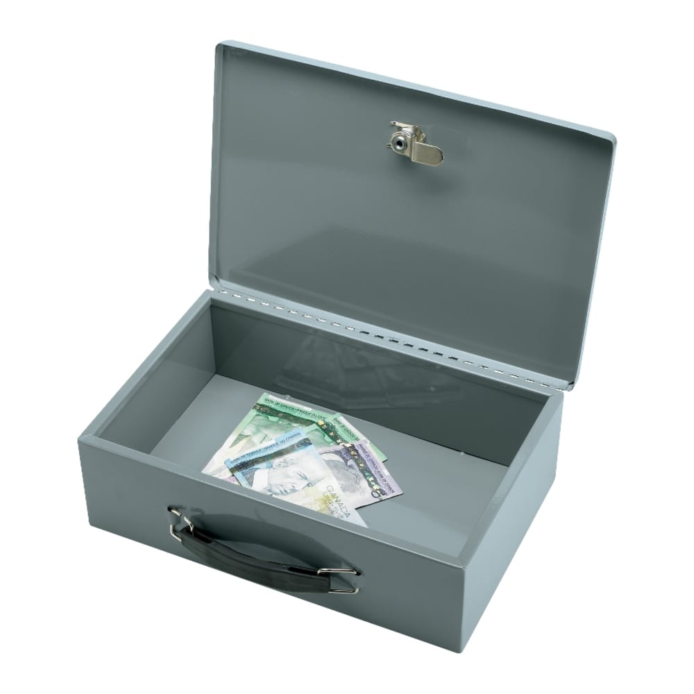 Sparco All-Steel Key Lock Fire-Retardant Cash Box, 12 3/4in x 8 1/4in x 3 3/4in, Gray (Min Order Qty 2) MPN:15502