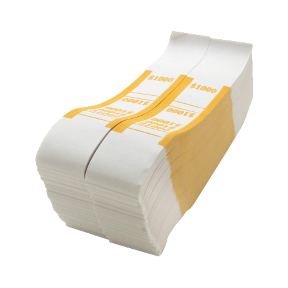 Sparco Kraft Paper ABA Bill Straps, $1,000, White/Yellow, Box Of 1,000 (Min Order Qty 5) MPN:BS1000WK