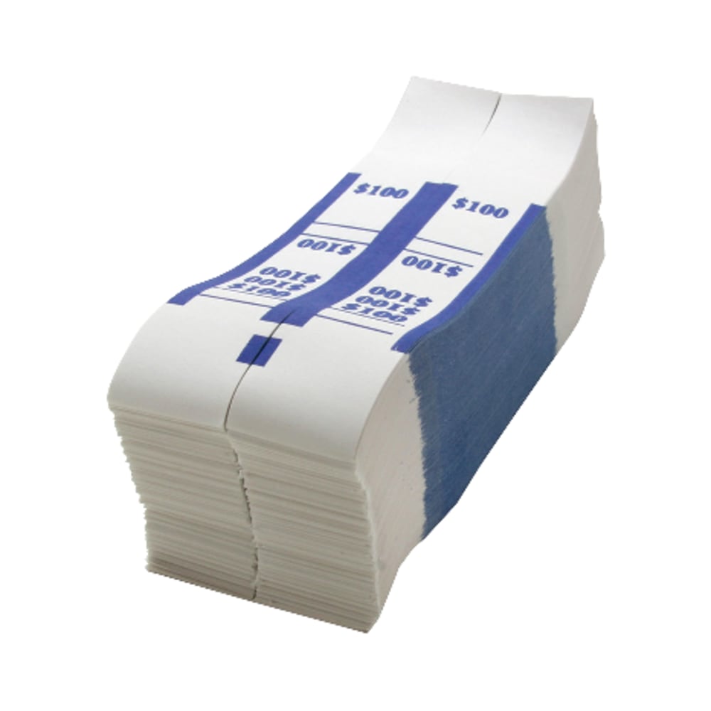 Sparco Kraft Paper ABA Bill Straps, $100, Blue/White, Box Of 1,000 (Min Order Qty 5) MPN:BS100WK