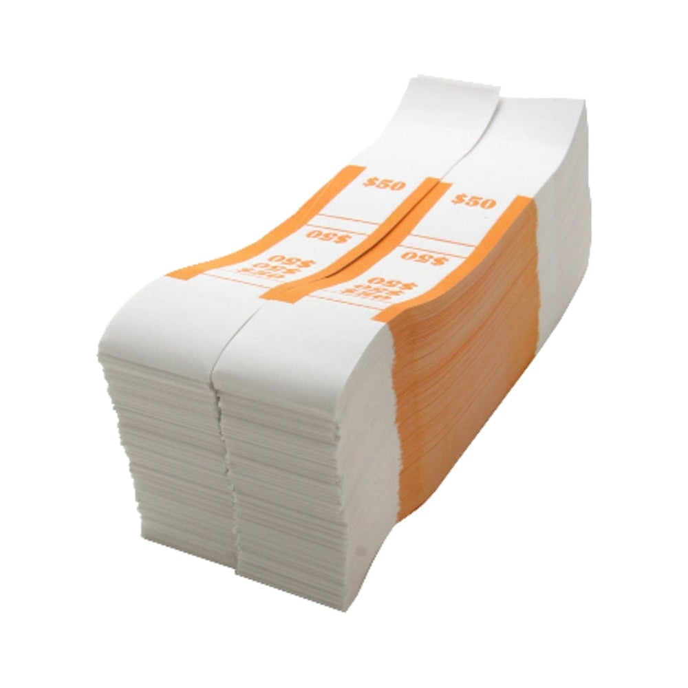 Sparco White Kraft ABA Bill Straps, $50, Orange/White, Box Of 1,000 (Min Order Qty 5) MPN:BS50WK