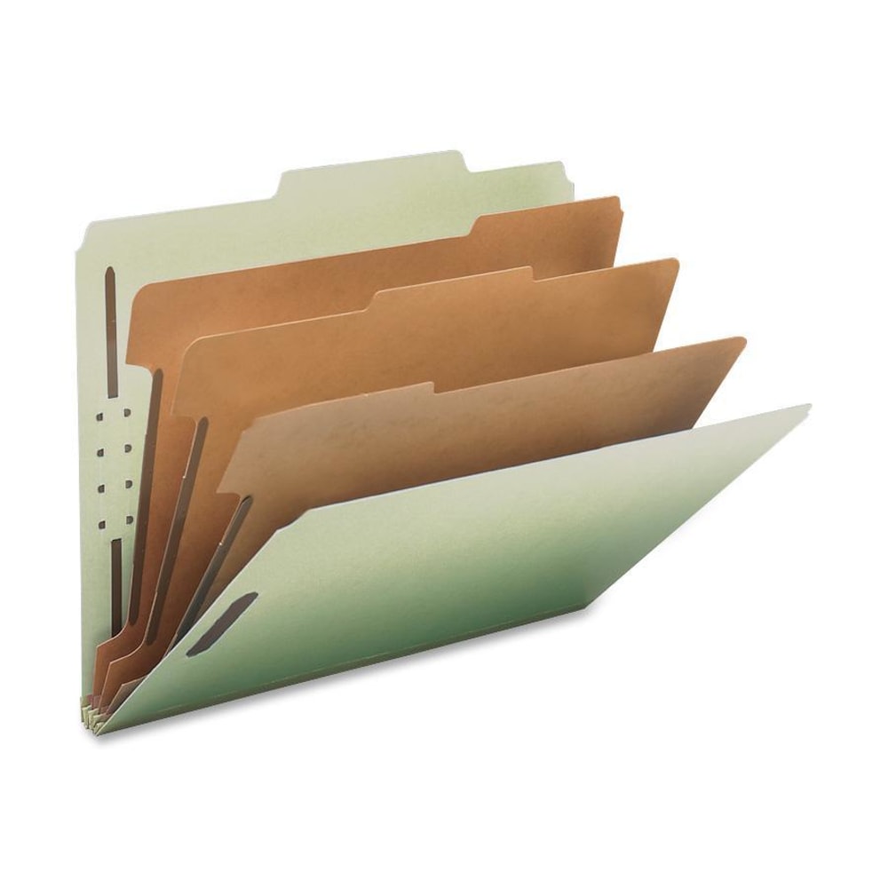 Nature Saver K-Fastener Classification Folders, 2- Dividers, 2/5in Tab Cut, Letter Size , Gray/Green, Box Of 10 (Min Order Qty 2) MPN:01058