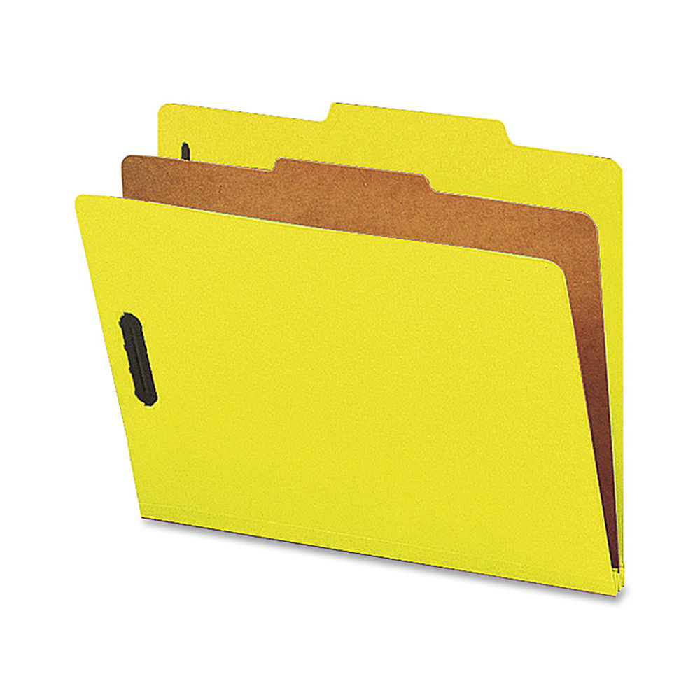 Nature Saver 1-Divider Colored Classification Folders, Letter Size, Yellow, Box Of 10 (Min Order Qty 2) MPN:SP17204