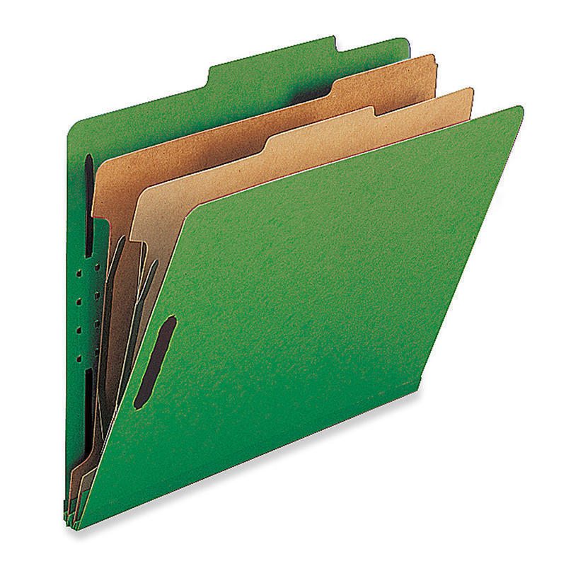 Nature Saver 2-Divider Classification Folders, Legal Size, Green, Box Of 10 (Min Order Qty 2) MPN:SP17226