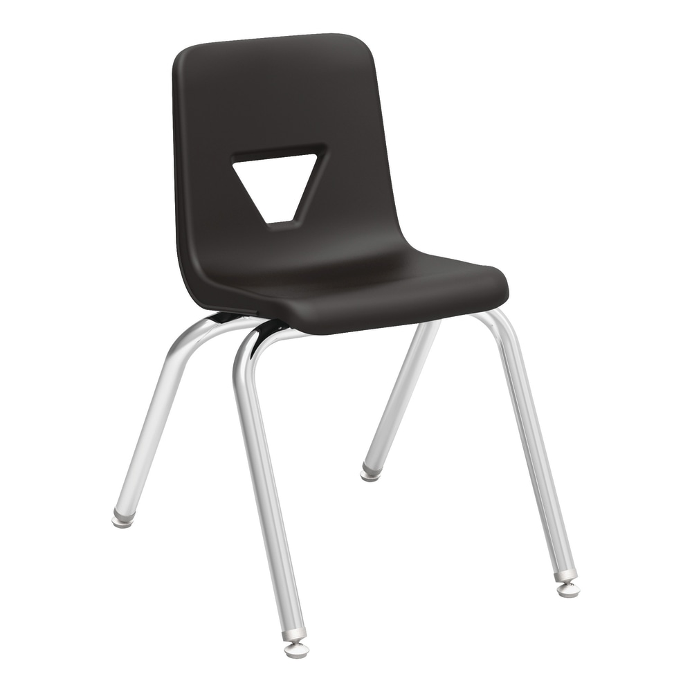 Lorell Classroom Student Plastic Seat, Plastic Back Stacking Chair, 15 7/8in Seat Width, Black Seat/Silver Frame, Quantity: 4 MPN:99888