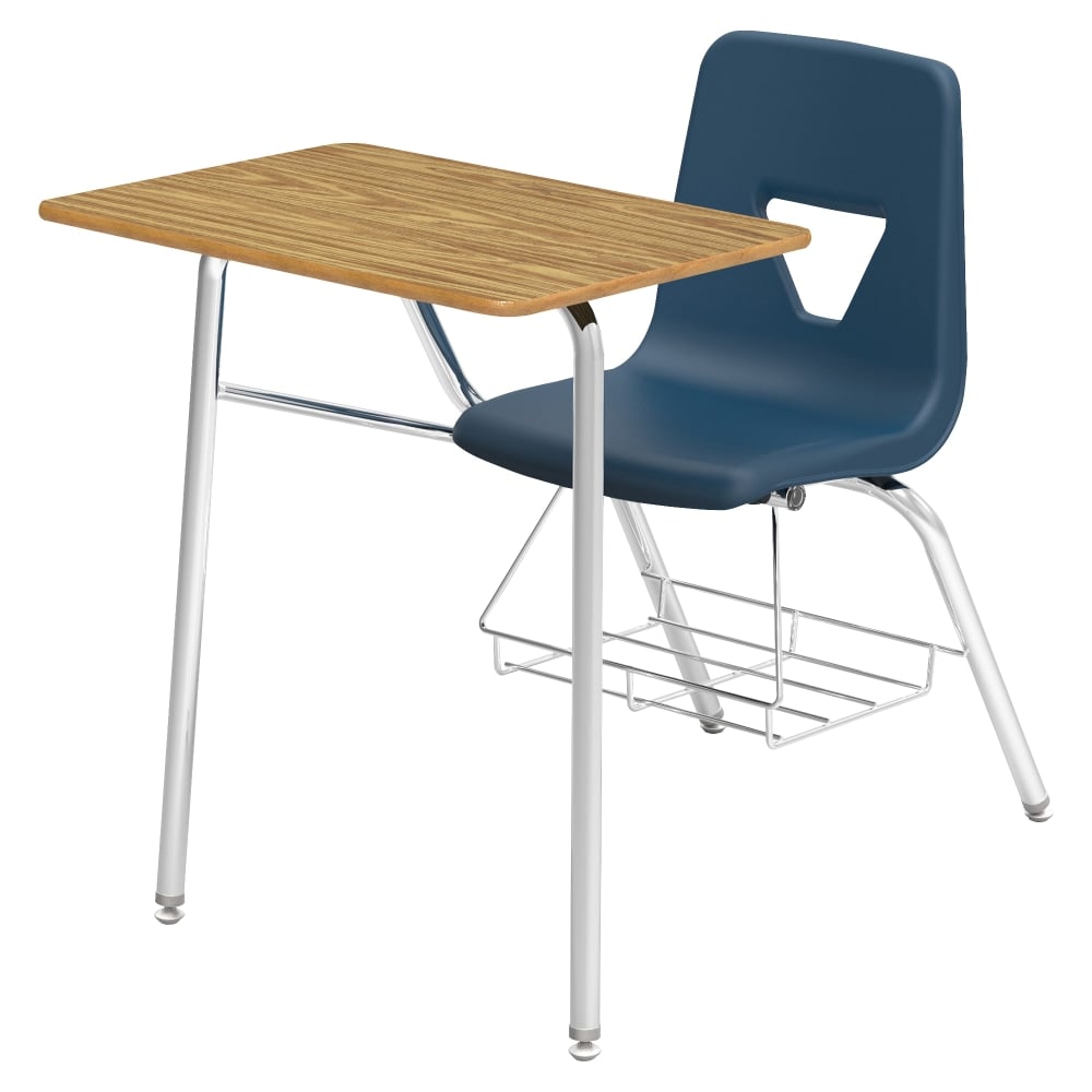 Lorell Classroom Student Combo Desk, Rectangular-Top, Navy/Medium Oak MPN:99914