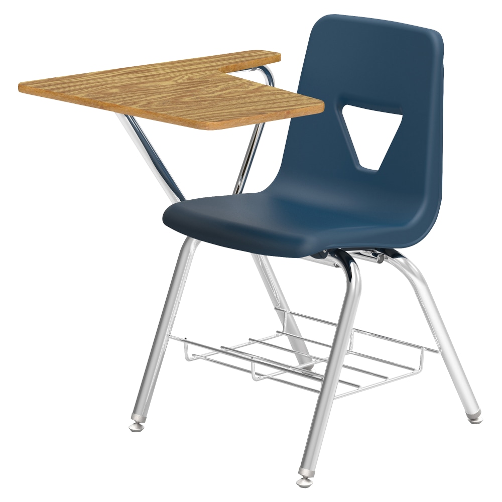 Lorell Classroom Student Combo Desk, Tablet-Arm, Navy/Medium Oak MPN:99915