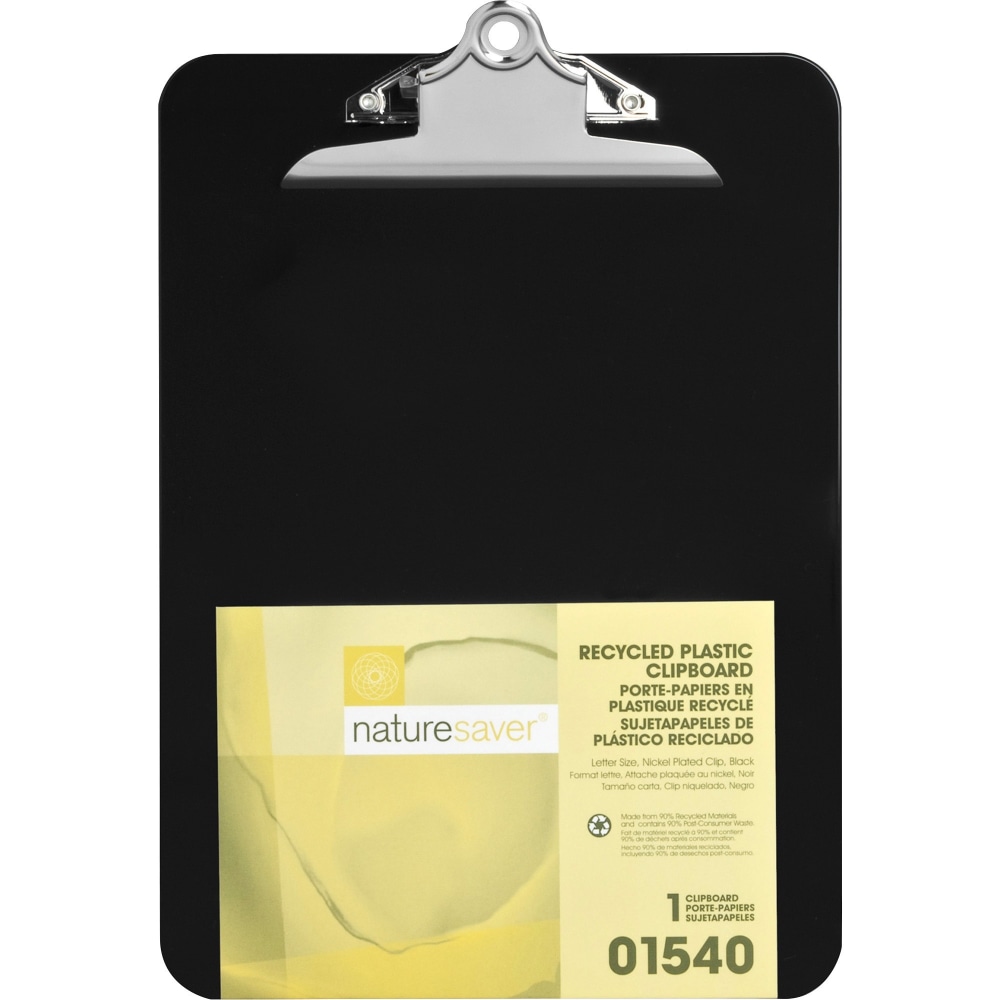 Nature Saver Plastic Clipboards, 8 1/2in x 12in, 100% Recycled, Black (Min Order Qty 16) MPN:01540