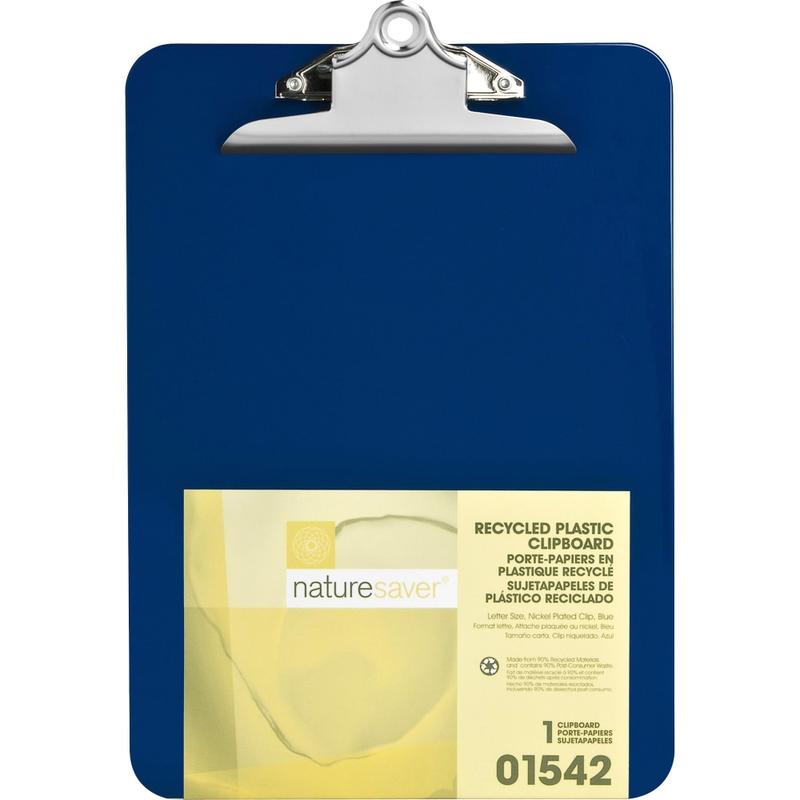 Nature Saver Plastic Clipboards, 8 1/2in x 12in, 100% Recycled, Blue (Min Order Qty 6) MPN:01542