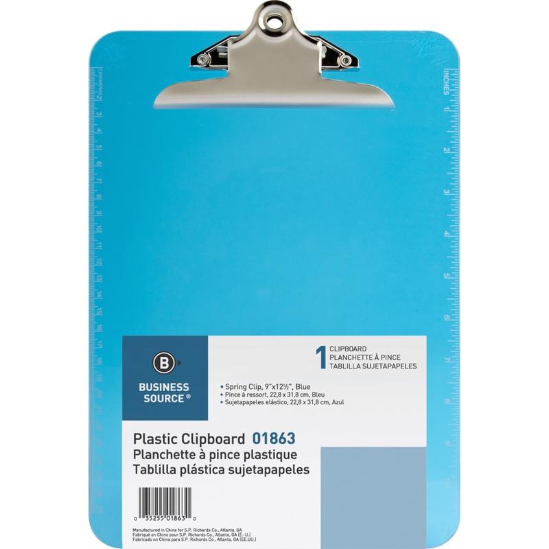 Sparco Plastic Clipboard, 8 1/2in x 12in, Blue (Min Order Qty 10) MPN:01863