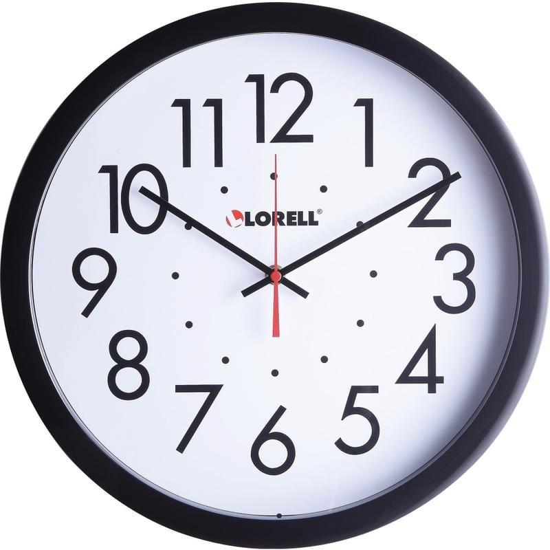 Lorell 14-1/2in Self-Set Wall Clock - Analog - Quartz - White Main Dial - Black (Min Order Qty 2) MPN:61009