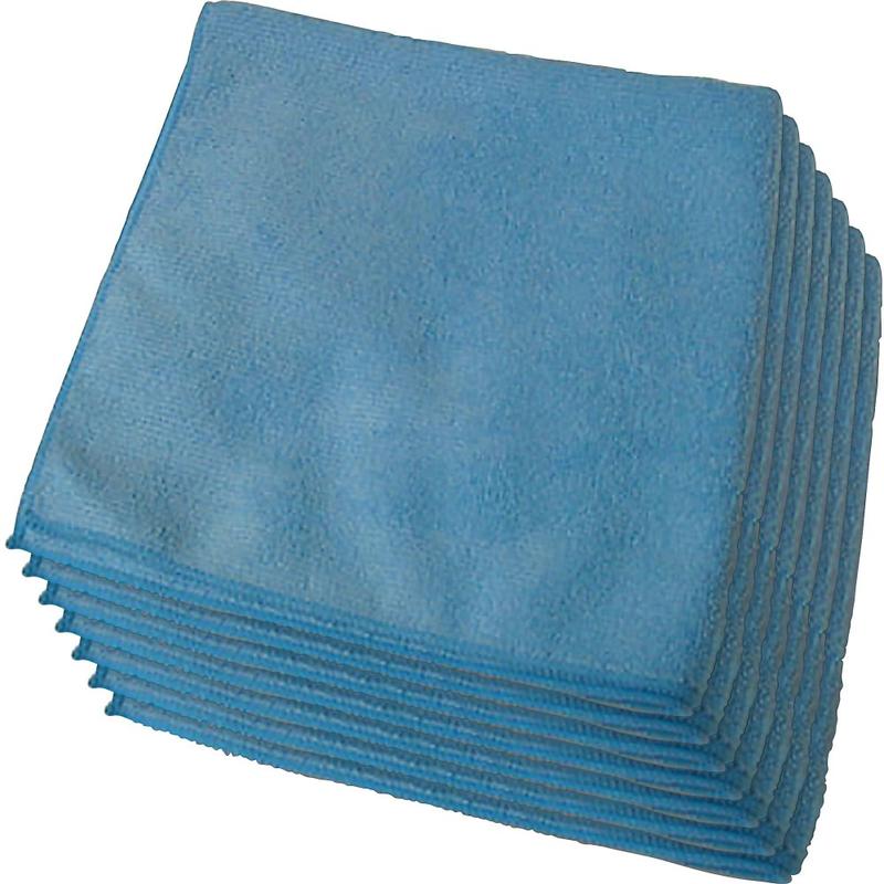 Genuine Joe General Purpose Microfiber Cloth - For Multipurpose - 16in Length x 16in Width - 12 / Bag - Chemical Resistant, Oil-free, Lint-free, Non-scratching - Blue (Min Order Qty 5) MPN:39506