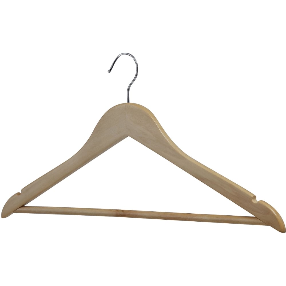 Lorell Wooden Coat Hangers - for Coat, Clothes, Garment - Wooden, Metal - Natural - 30 / Carton MPN:01066