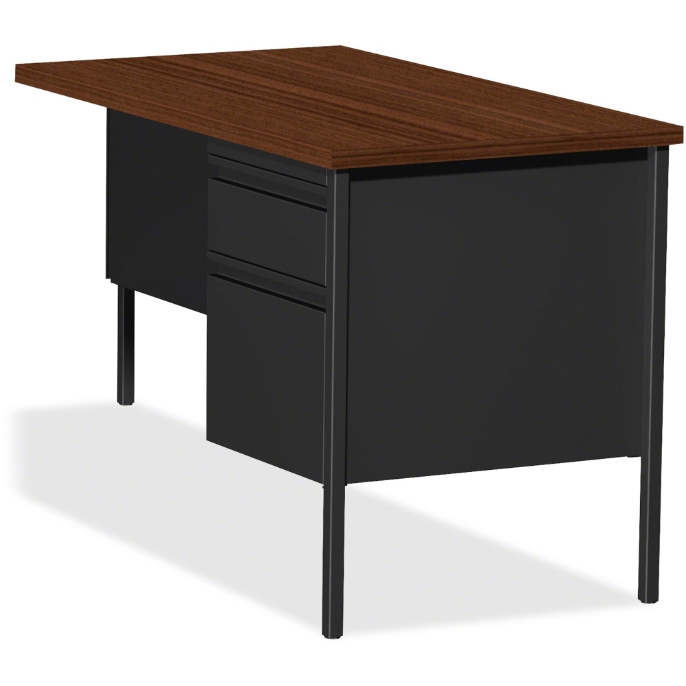 Lorell Fortress Series 42inW Steel Pedestal Return Desk, Right, Black/Walnut MPN:60921