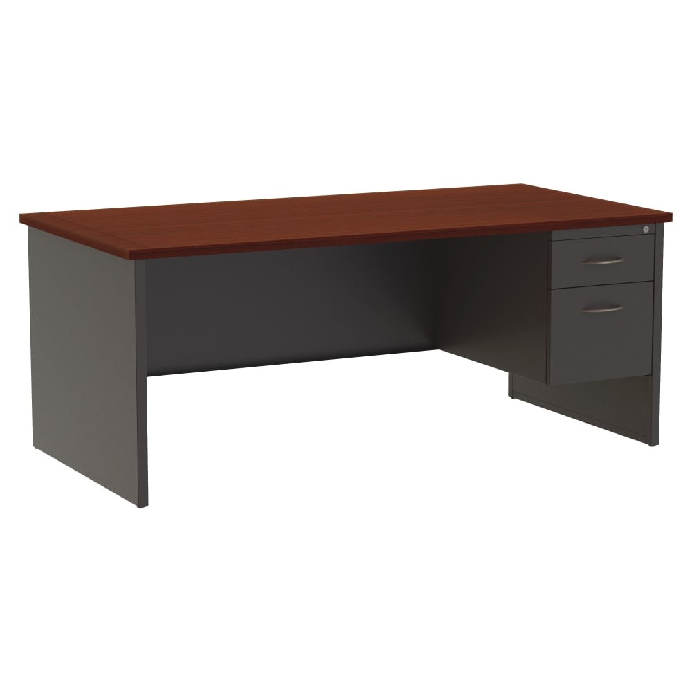 WorkPro Modular 72inW Right-Pedestal Computer Desk, Charcoal/Mahogany MPN:79144