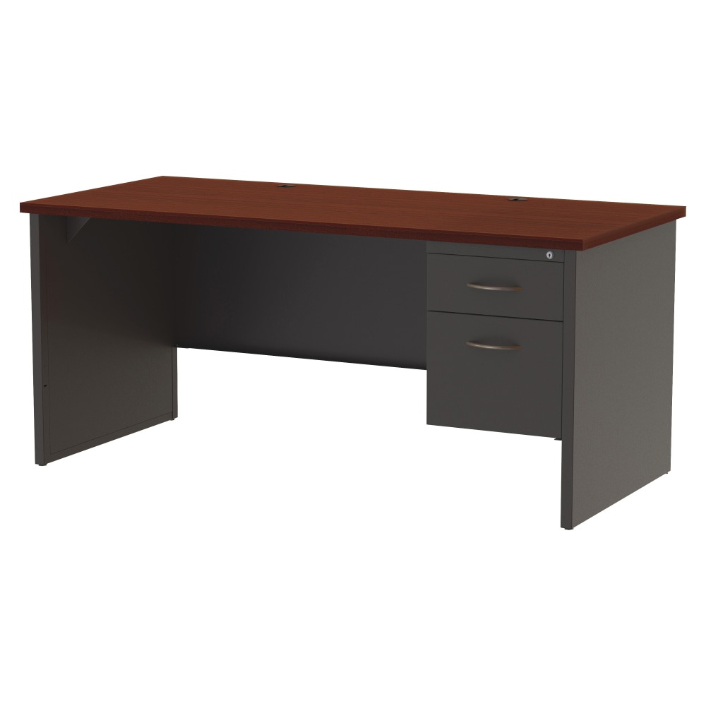 WorkPro Modular 66inW Right-Pedestal Computer Desk, Charcoal/Mahogany MPN:79146