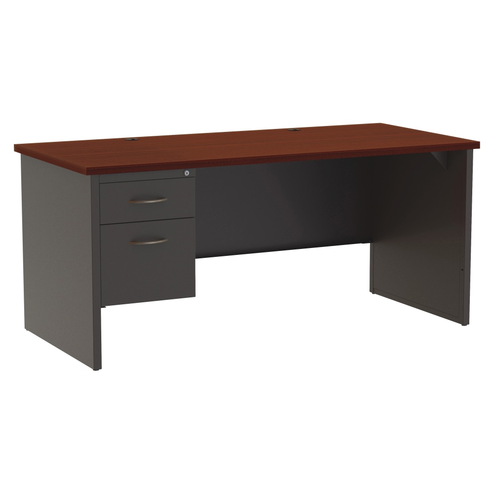 WorkPro Modular 66inW Left-Pedestal Computer Desk, Charcoal/Mahogany MPN:79152