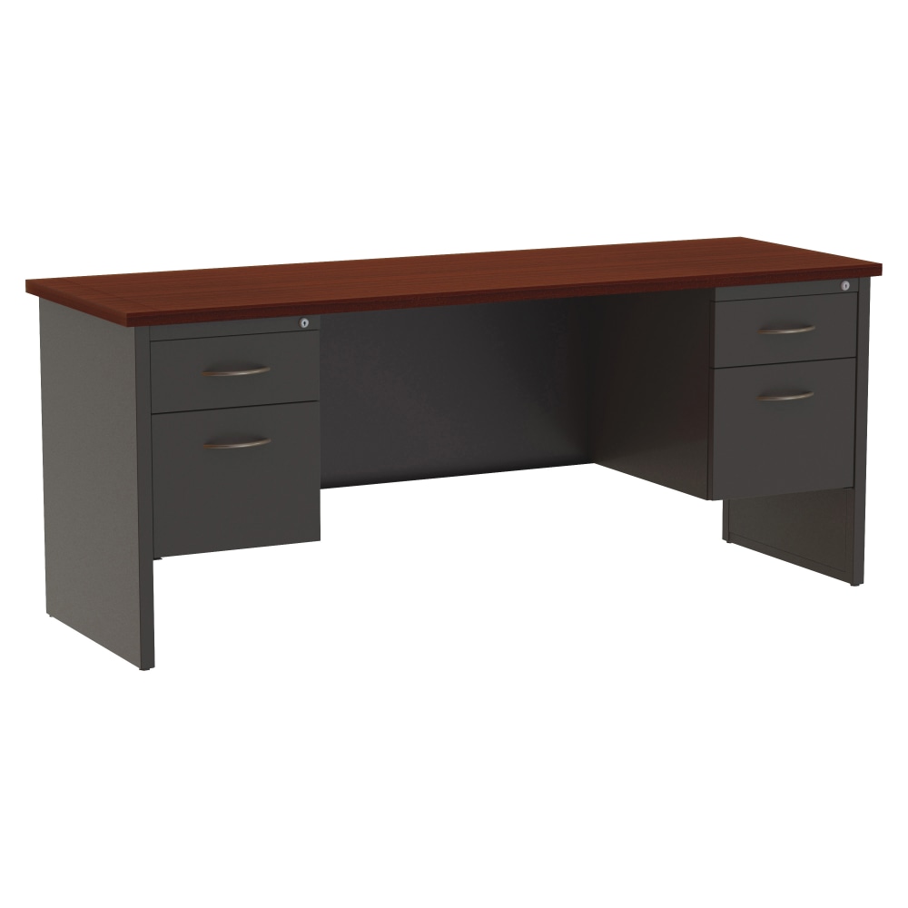 WorkPro Modular 72inW x 24inD Double-Pedestal Computer Desk, Charcoal/Mahogany MPN:79158