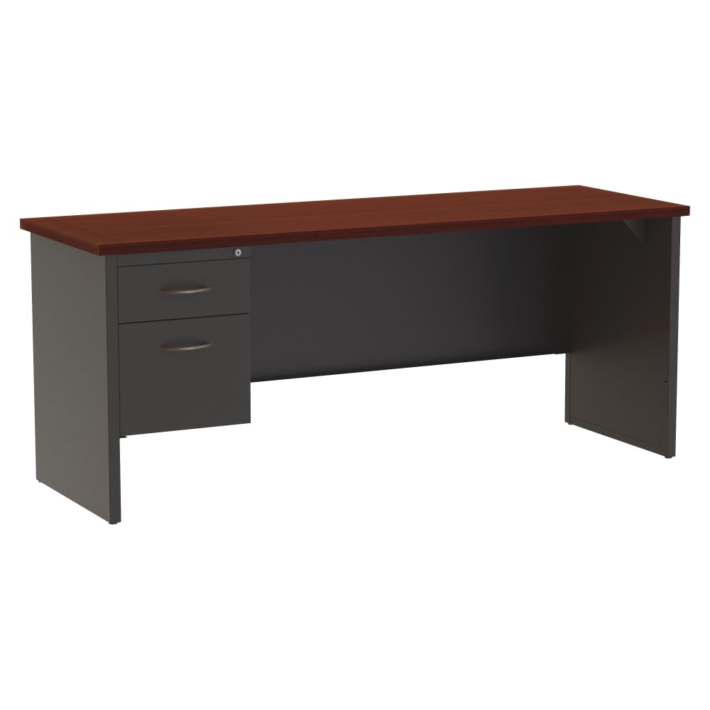 WorkPro Modular 72inW x 24inD Left-Pedestal Computer Desk, Charcoal/Mahogany MPN:79164