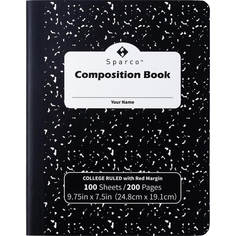 Sparco Composition Notebook, College Ruled, 100 Sheets, Pack Of 12 (Min Order Qty 4) MPN:00333