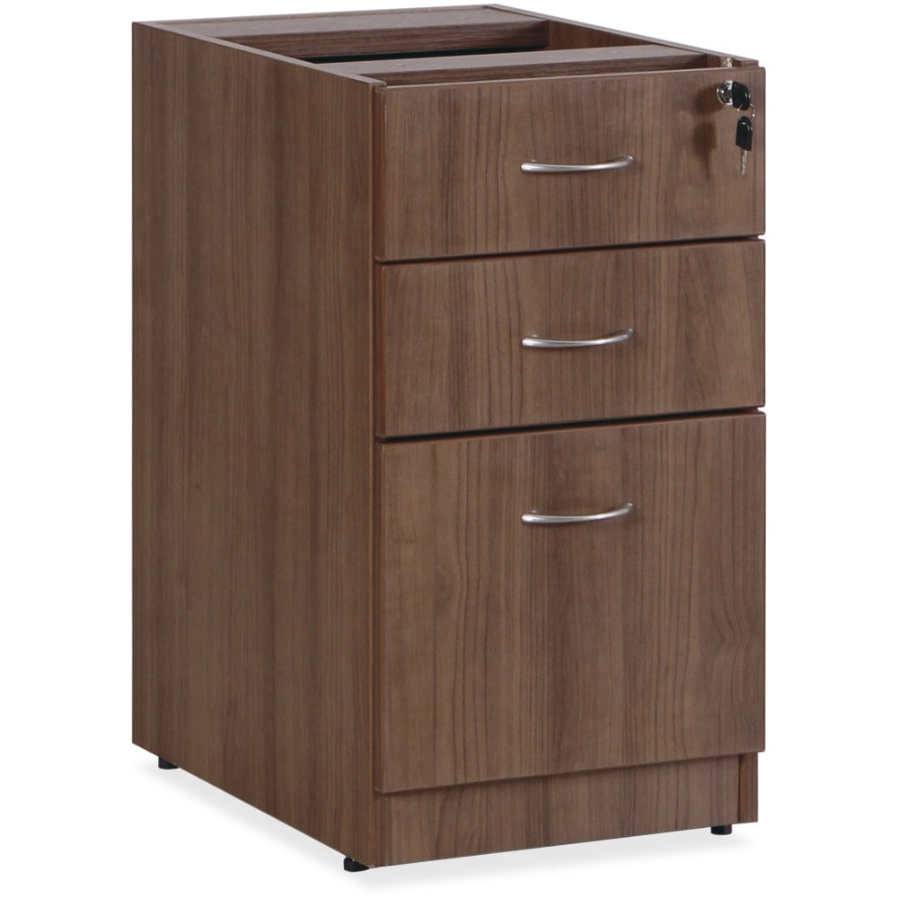 Lorell Essentials 16inW Vertical 3-Drawer Fixed Pedestal File Cabinet For Computer Desk, Walnut MPN:69985