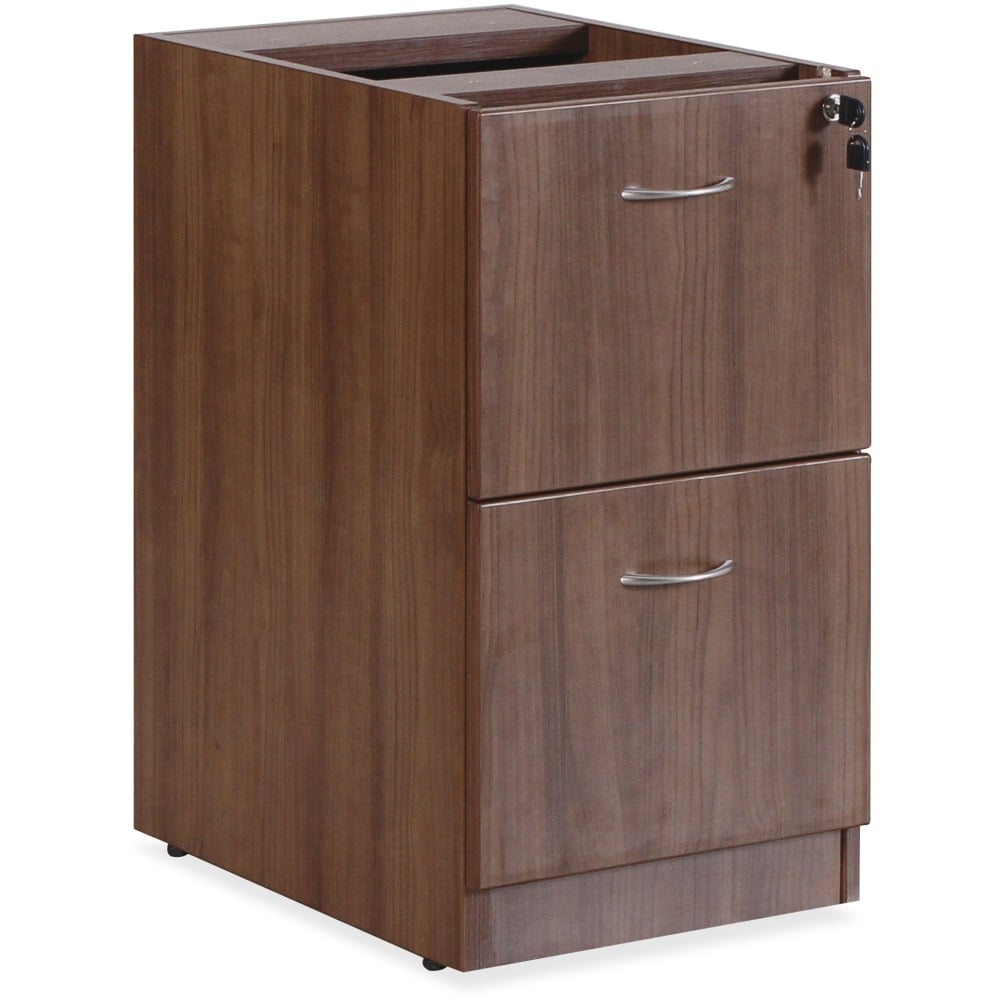 Lorell Essentials 16inW Vertical 2-Drawer Fixed Pedestal File Cabinet For Computer Desk, Walnut MPN:69986