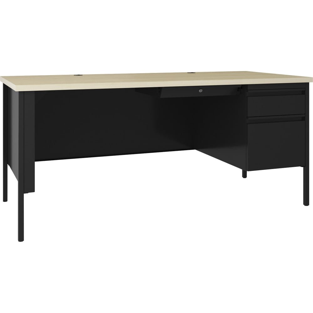 Lorell Fortress 69inW Right-Pedestal Teachers Computer Desk, Black Maple MPN:LLR66906