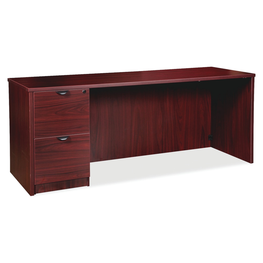 Lorell Prominence 2.0 66inW Left-Pedestal Credenza Computer Desk, Mahogany MPN:LLRPC2466LMY