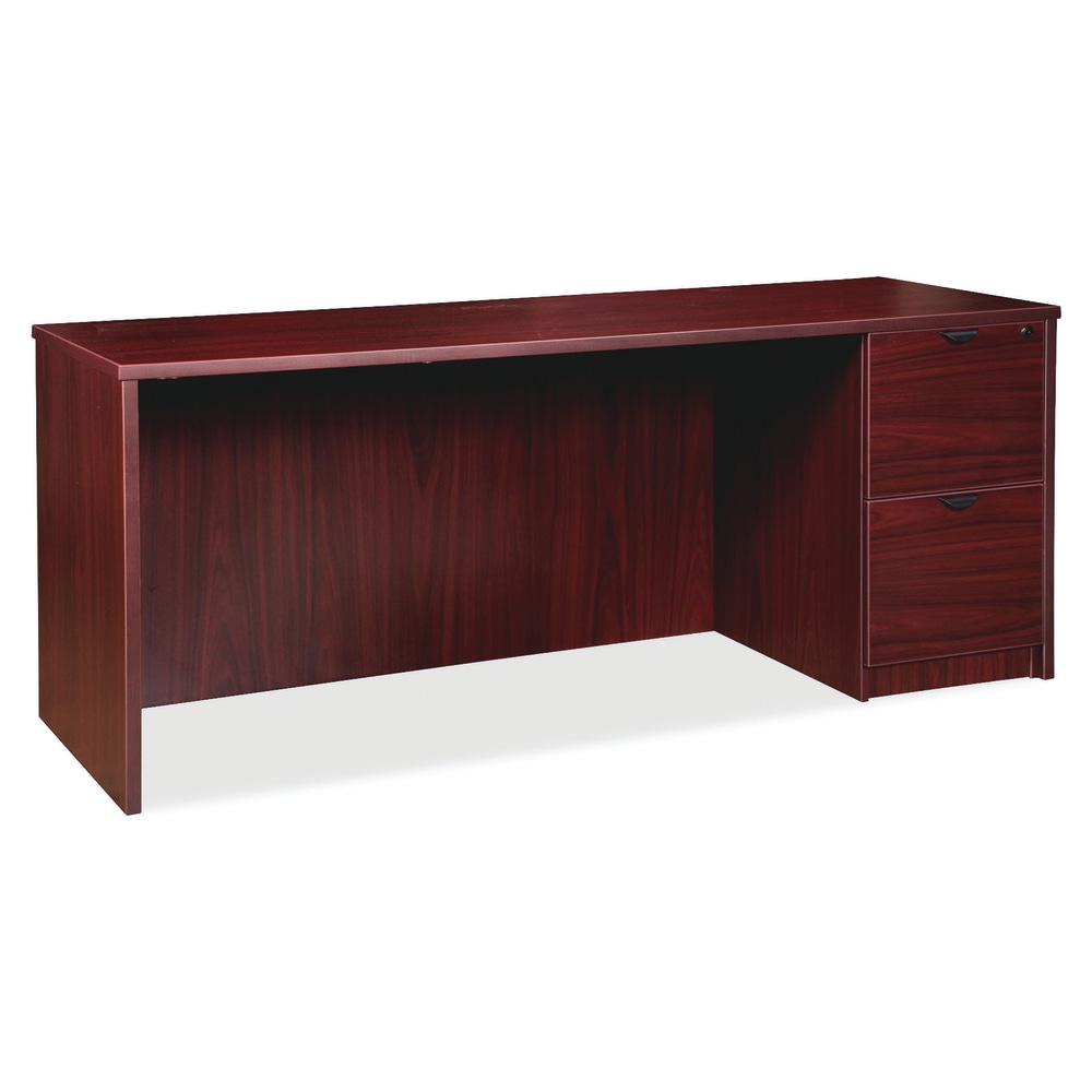 Lorell Prominence 2.0 66inW Right-Pedestal Credenza Computer Desk, Mahogany MPN:LLRPC2466RMY