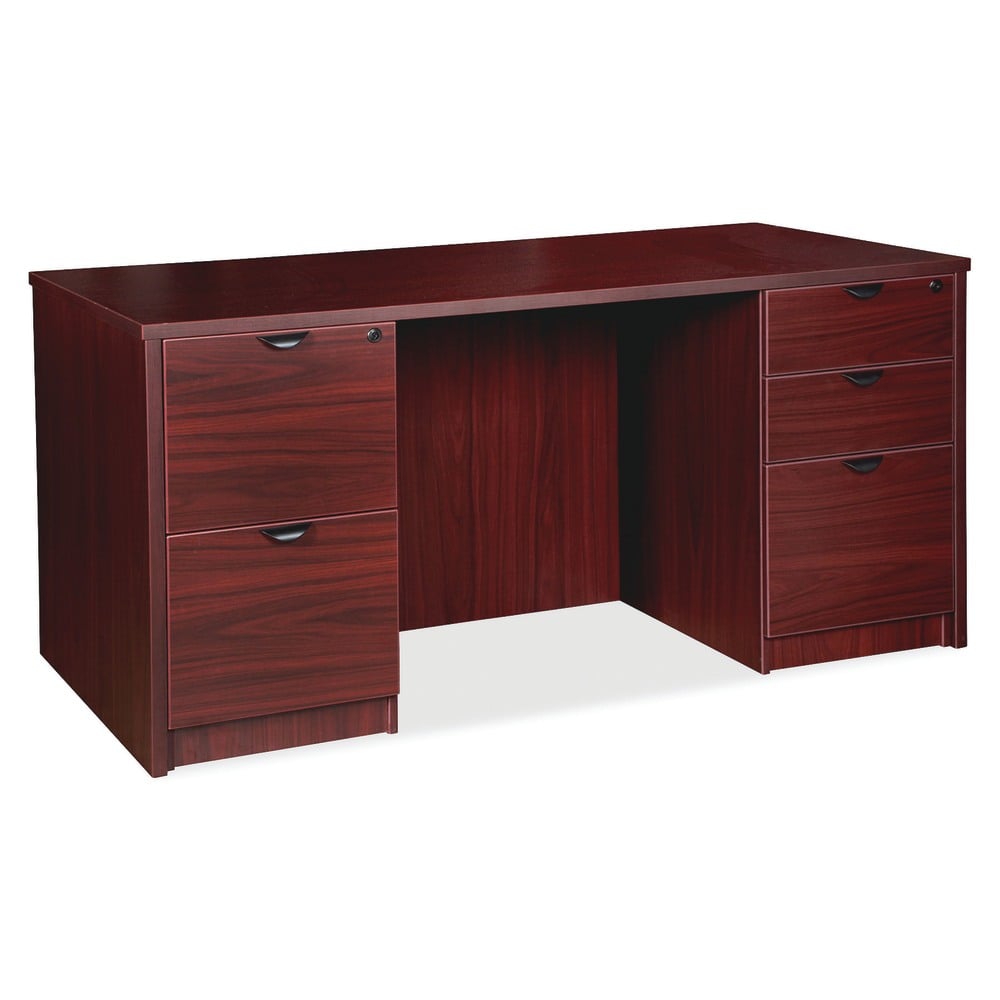 Lorell Prominence 2.0 60inW Double-Pedestal Computer Desk, Mahogany MPN:LLRPD3060DPMY