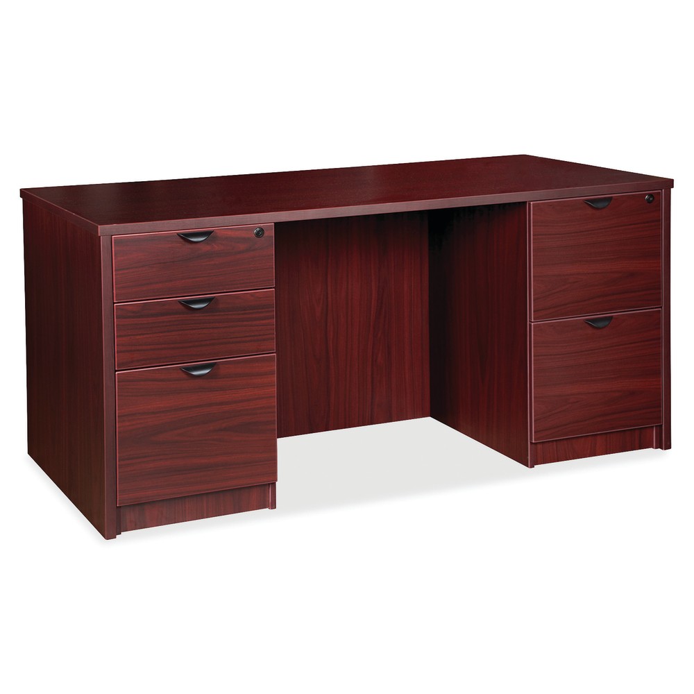 Lorell Prominence 2.0 66inW Double-Pedestal Computer Desk, Mahogany MPN:LLRPD3066DPMY