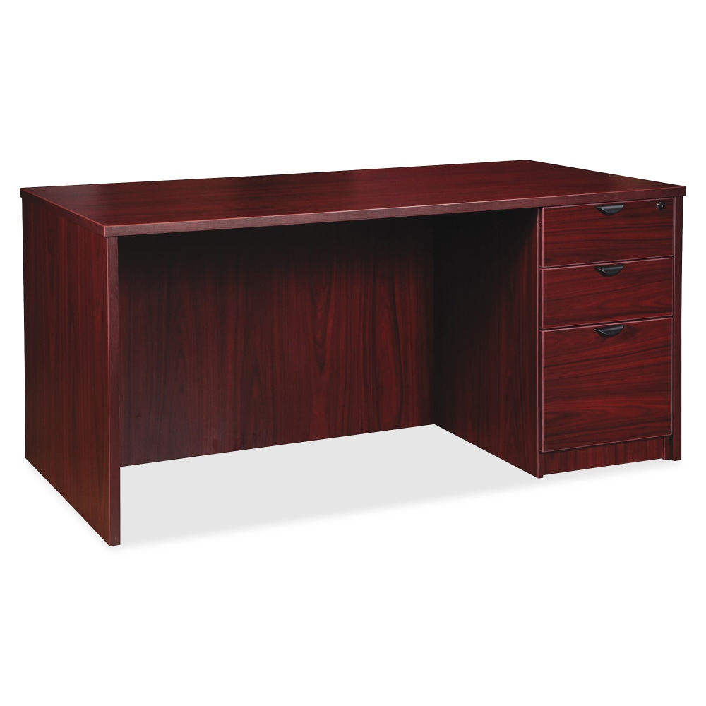 Lorell Prominence 2.0 72inW Right-Pedestal Computer Desk, 95% Recycled, Mahogany MPN:PD3672RSPMY