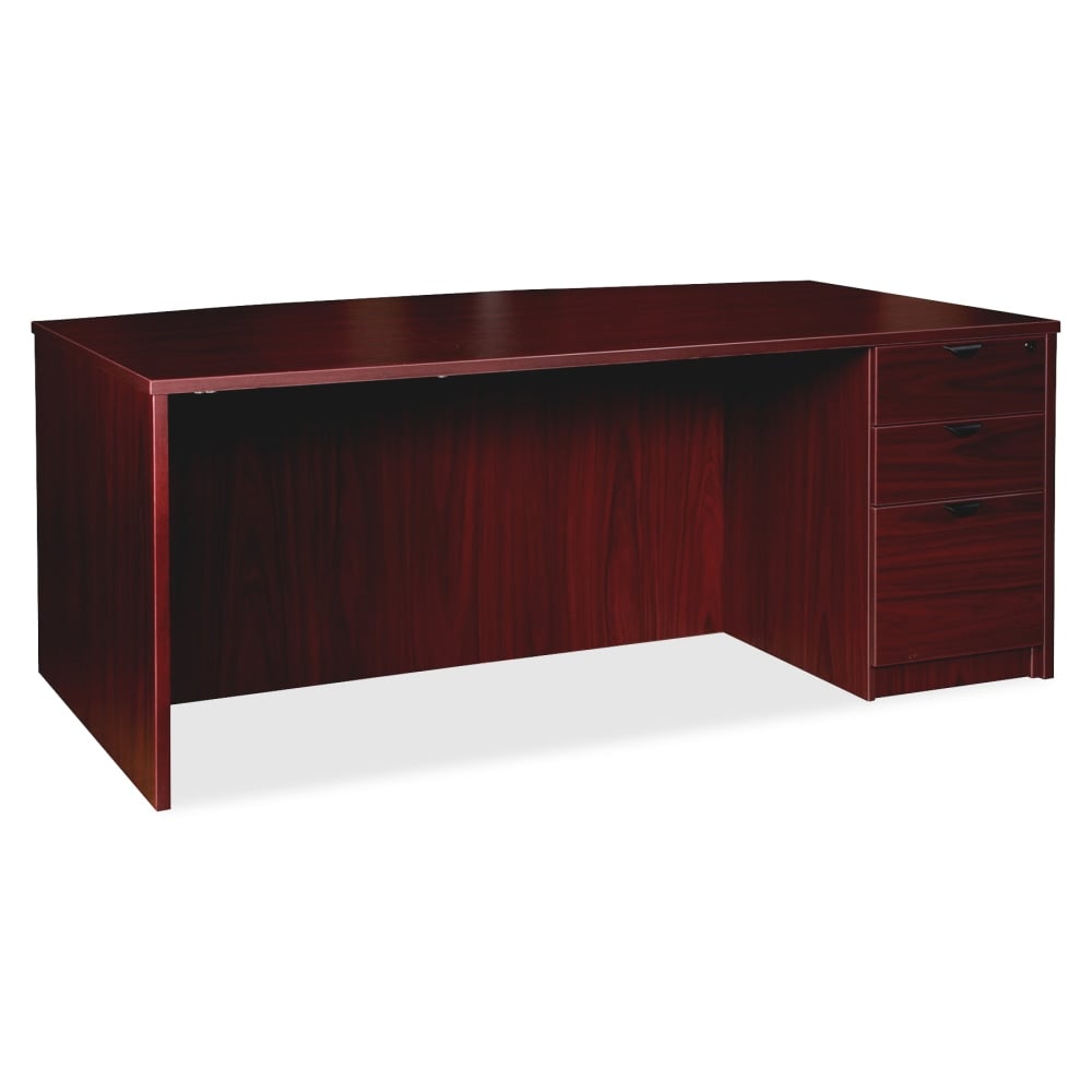 Lorell Prominence 2.0 72inW Bow-Front Right-Pedestal Computer Desk, Mahogany MPN:PD4272RSPMY