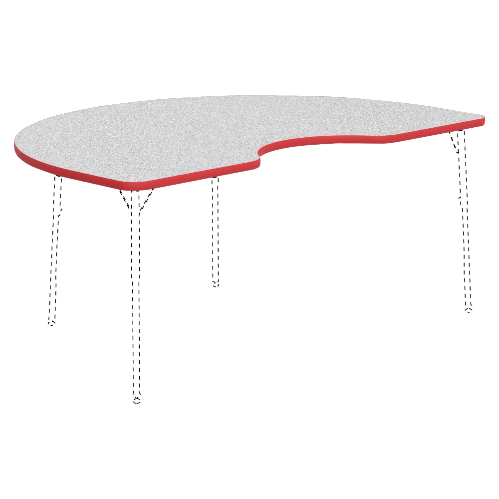 Lorell Classroom Kidney-Shaped Activity Table Top, 72inW x 48inD, Gray Nebula/Red MPN:99925