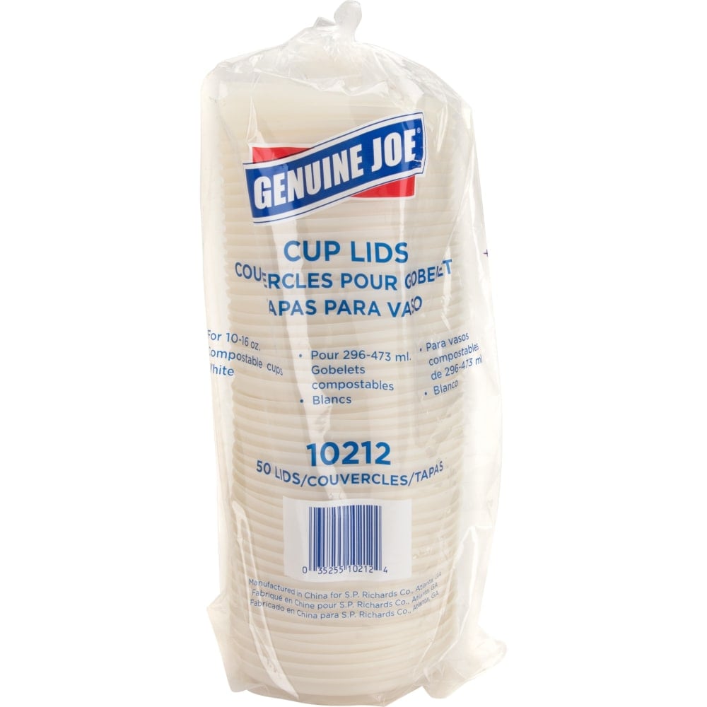 Genuine Joe Vented Hot Cup Lid - Polystyrene - 50 / Pack - White (Min Order Qty 11) MPN:10212