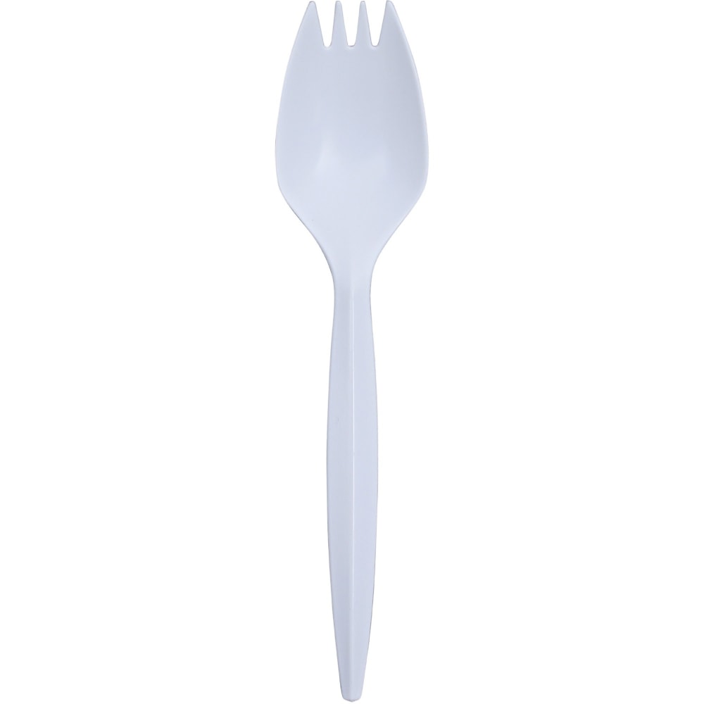 Genuine Joe Medium-Weight Spork - 1 Piece(s) - 1000/Carton - Spork - 1 x Spork - Disposable - White (Min Order Qty 5) MPN:20004