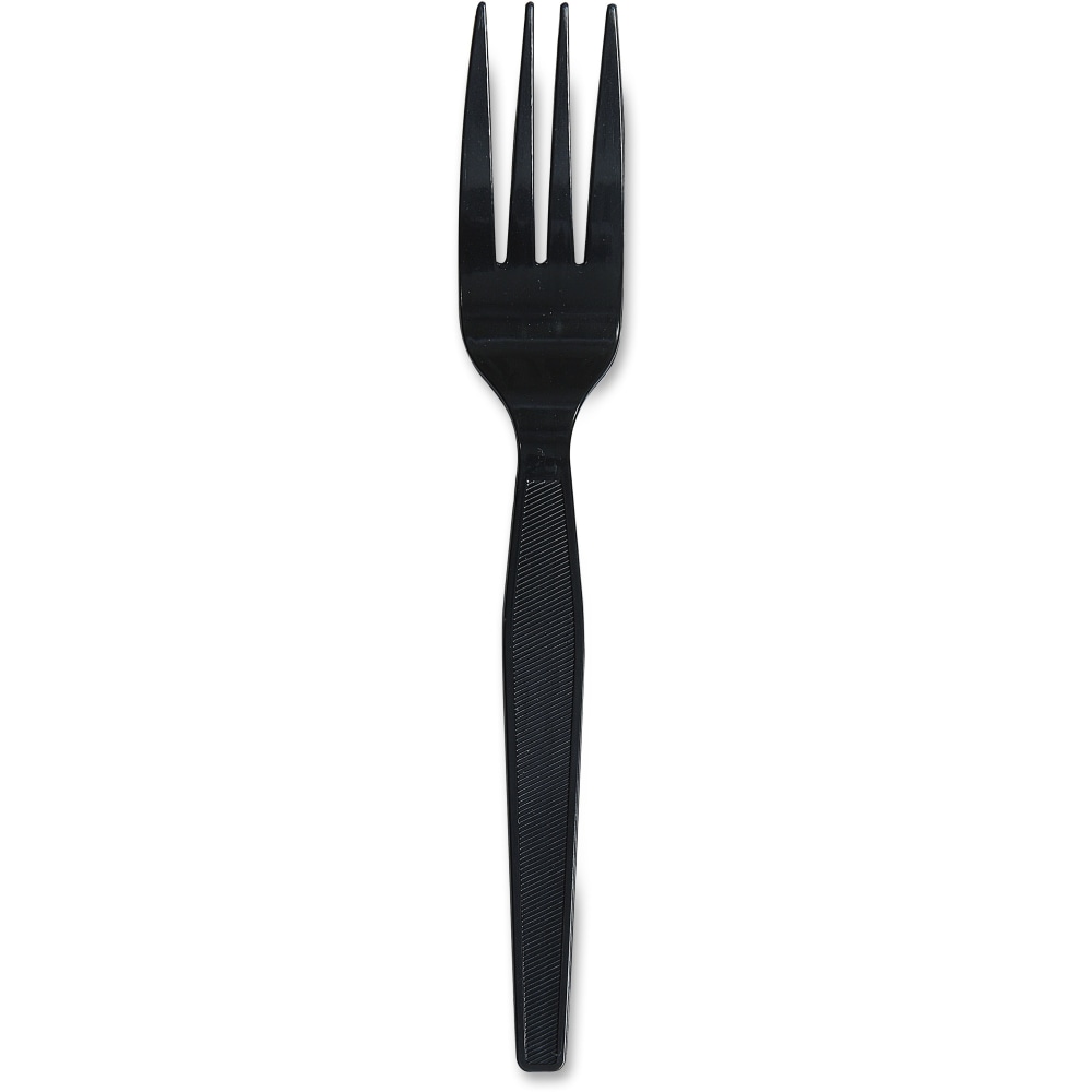 Genuine Joe Heavyweight Fork - 1 Piece(s) - 1000/Carton - Fork - 1 x Fork - Disposable - Textured - Black (Min Order Qty 3) MPN:30403