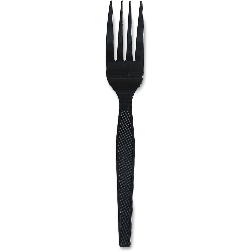 Genuine Joe Heavyweight Fork - 1 Piece(s) - 1000/Carton - Fork - 1 x Fork - Disposable - Textured - Black (Min Order Qty 2) MPN:30403