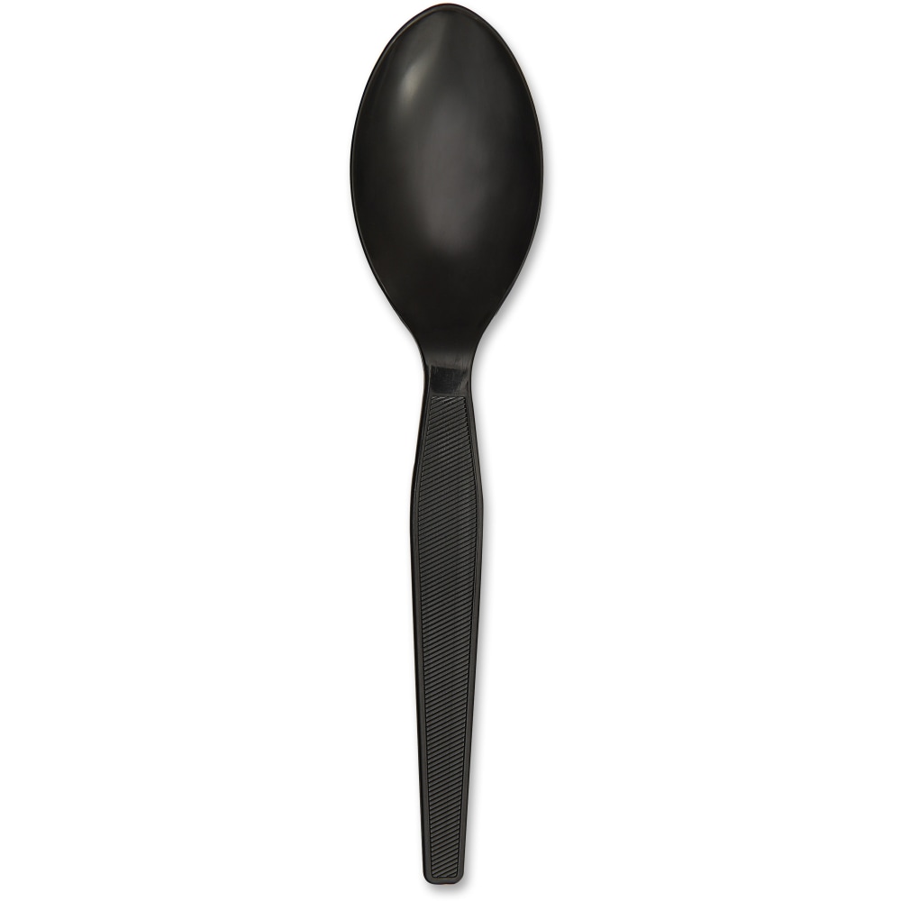 Genuine Joe Heavyweight Spoon - 1 Piece(s) - 1000/Carton - Spoon - 1 x Spoon - Disposable - Textured - Black (Min Order Qty 3) MPN:30405