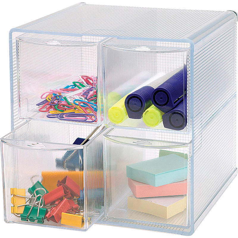 Sparco 4-Drawer Storage Organizer, 6inH x 6inW x 7 5/16inD, Clear (Min Order Qty 4) MPN:82977