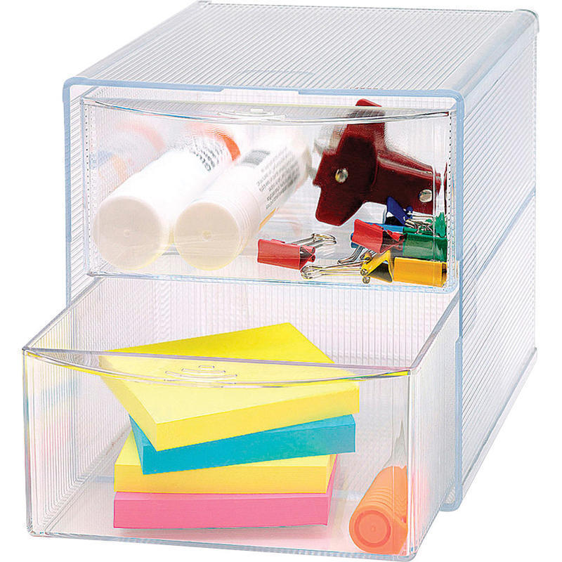 Sparco 2-Drawer Storage Organizer, 6inH x 6inW x 6inD, Clear (Min Order Qty 5) MPN:82978