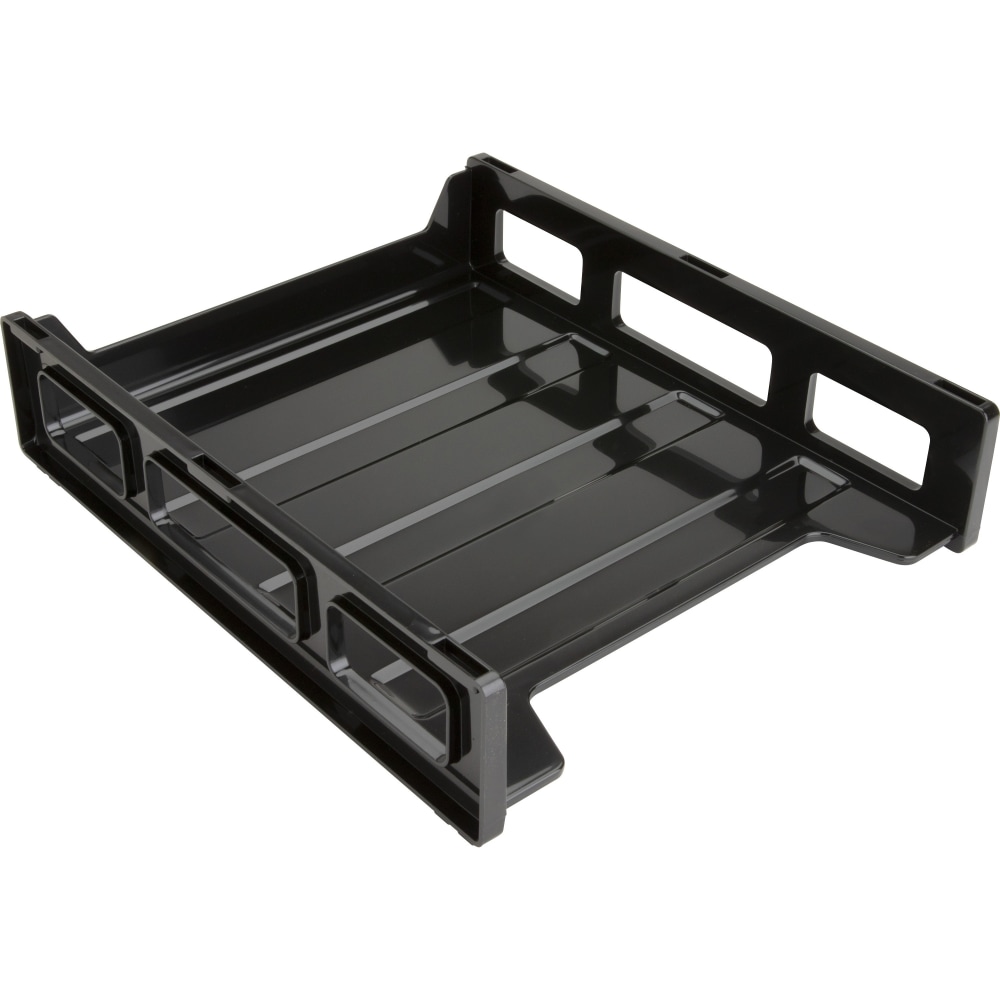 Business Source Front-Load Stackable Letter Tray - Desktop - Stackable - 25% Recycled - Black - Plastic - 1 Each (Min Order Qty 5) MPN:62884