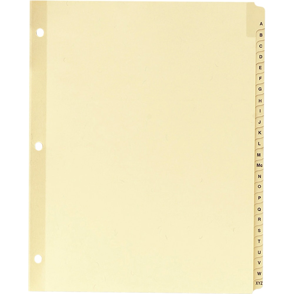 Sparco A-Z Clear Plastic Index Dividers, 8 1/2in x 11in, A-Z, Buff (Min Order Qty 11) MPN:01806