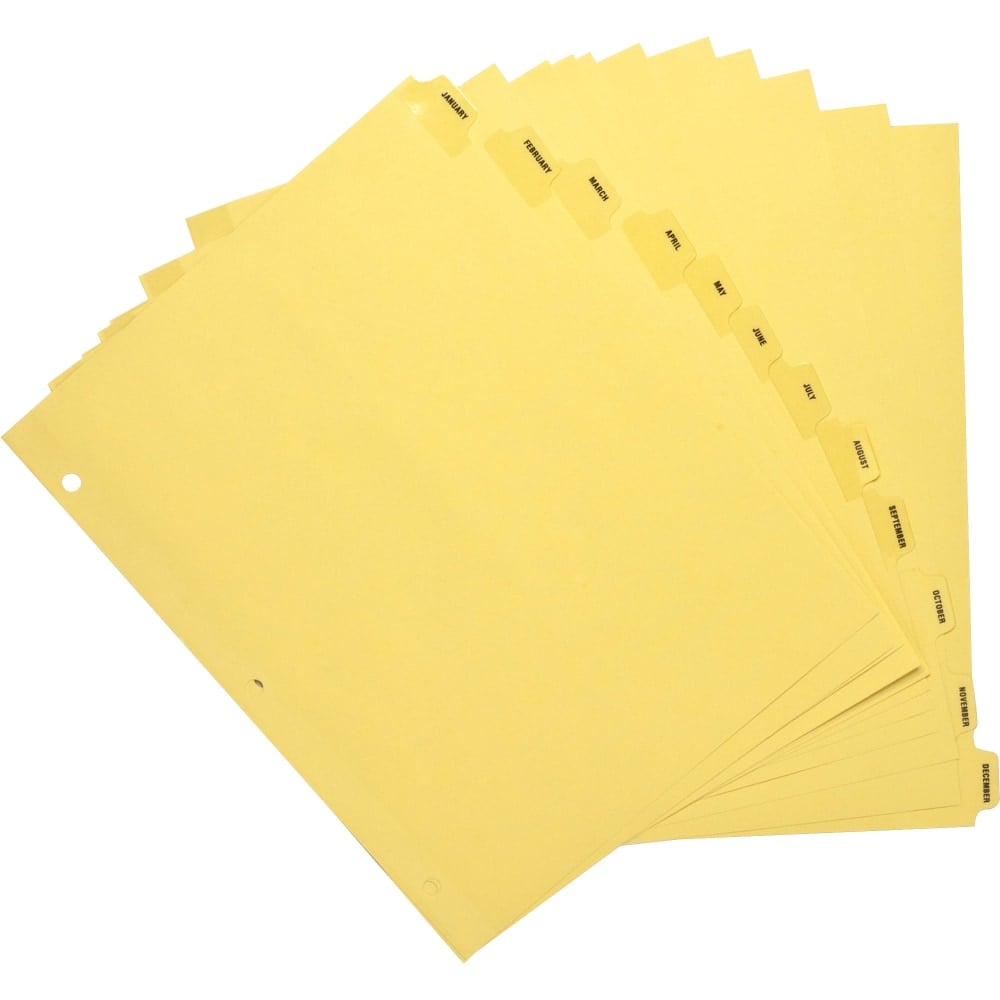 Sparco Monthly Clear Plastic Index Dividers, 8 1/2in x 11in, January-December, Buff (Min Order Qty 35) MPN:01807