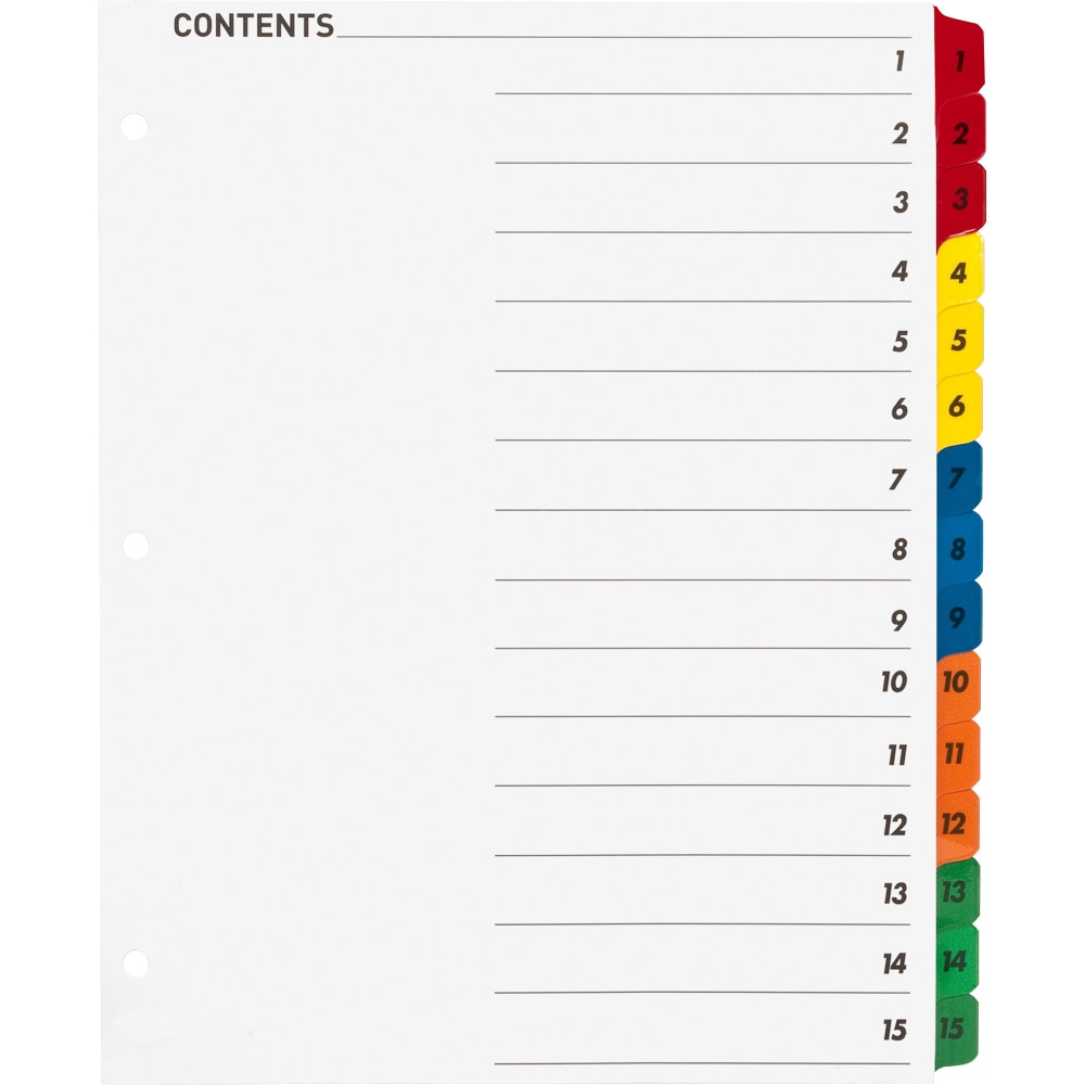 Sparco Quick Index Dividers With Table Of Contents Page, 1-15 (Min Order Qty 6) MPN:21904